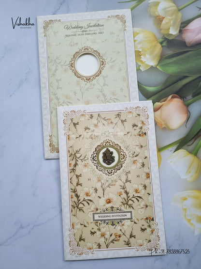 Ganesh Ji Flower Hindu Jain invitation Cards NA-1126-214 – image 1