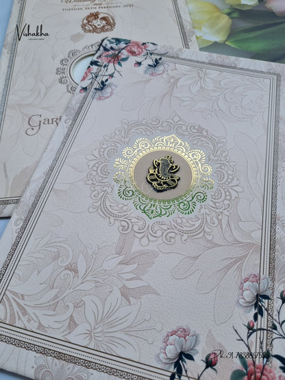 Ganesh Ji Flower Hindu Jain invitation Cards NA-1126-215 – image 2