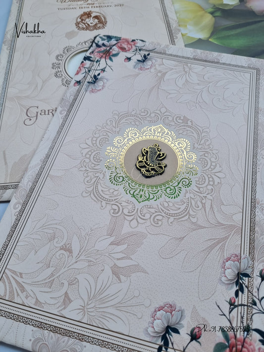 Ganesh Ji Flower Hindu Jain invitation Cards NA-1126-215 – image 2
