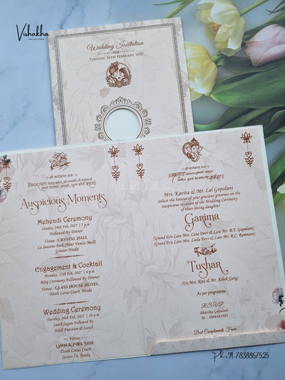Ganesh Ji Flower Hindu Jain invitation Cards NA-1126-215 – image 3