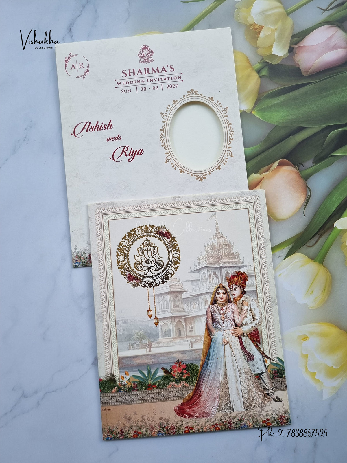 Ganesh Ji Dulah Dulhan Hindu Jain invitation Cards NA-1126-287 – image 1