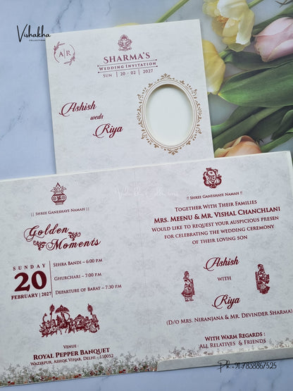 Ganesh Ji Dulah Dulhan Hindu Jain invitation Cards NA-1126-287 – image 3