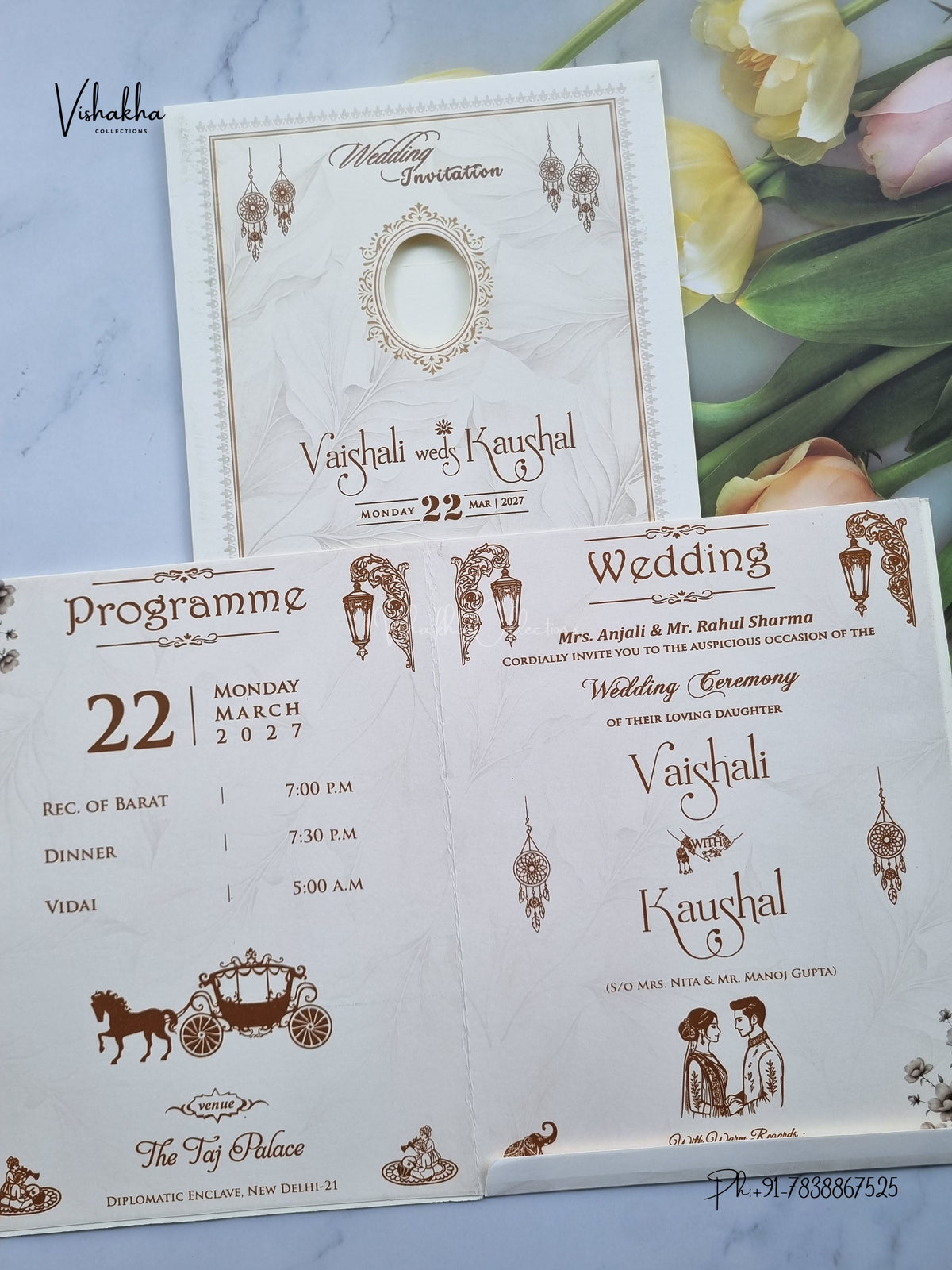Ganesh Ji Flower Hindu Jain invitation Cards NA-1126-288 – image 3