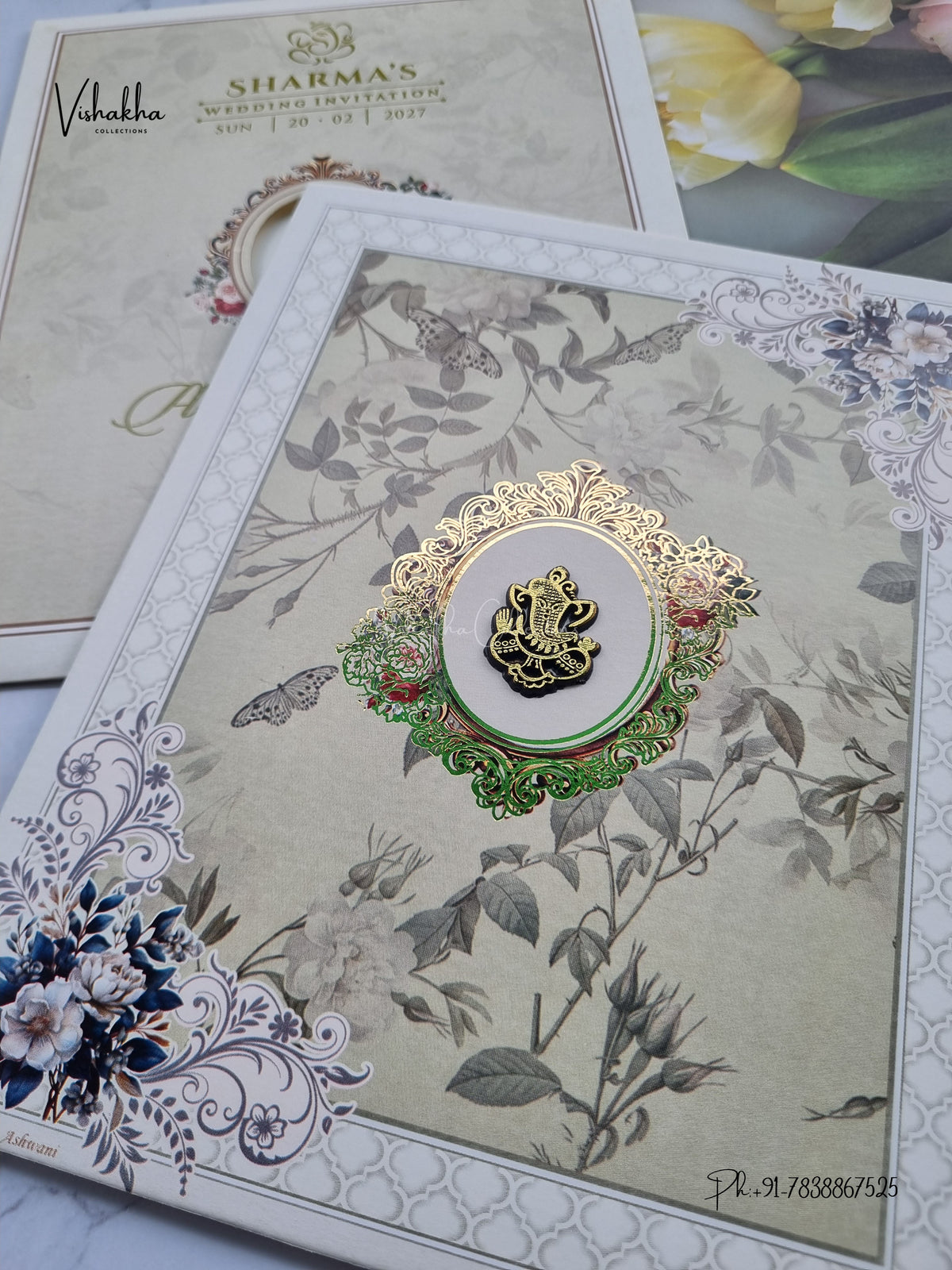 Ganesh Ji Flower Hindu Jain invitation Cards NA-1126-289 – image 2