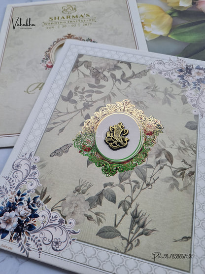Ganesh Ji Flower Hindu Jain invitation Cards NA-1126-289 – image 2