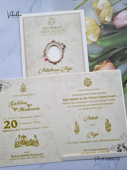 Ganesh Ji Flower Hindu Jain invitation Cards NA-1126-289 – image 3