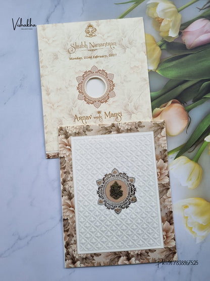 Ganesh Ji Flower Hindu Jain invitation Cards NA-1126-299 – image 1