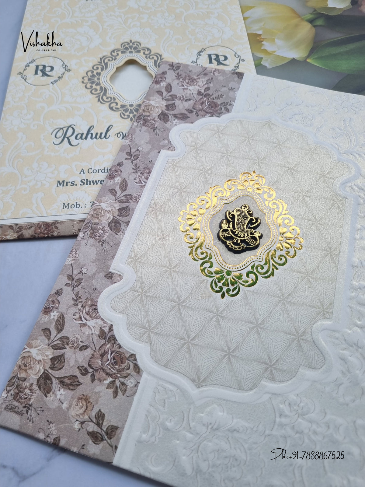 Ganesh Ji Flower Hindu Jain invitation Cards NA-1126-301 – image 2