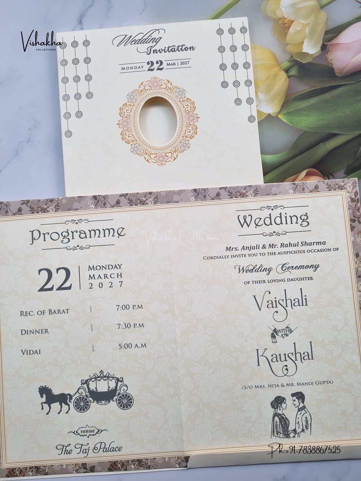 Semi Box Ganesh Ji Barat Hathi Hindu Jain invitation Cards NA-1126-304 – image 3