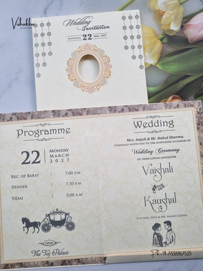 Semi Box Ganesh Ji Barat Hathi Hindu Jain invitation Cards NA-1126-304 – image 3