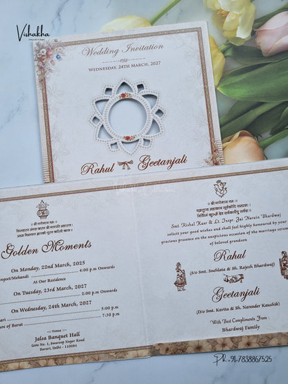 Ganesh Ji Flower Hindu Jain invitation Cards NA-1126-33 – image 3