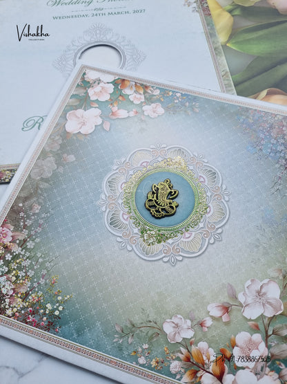Ganesh Ji Flower Hindu Jain invitation Cards NA-1126-34 – image 2