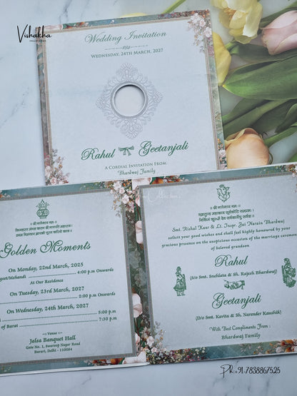 Ganesh Ji Flower Hindu Jain invitation Cards NA-1126-34 – image 3