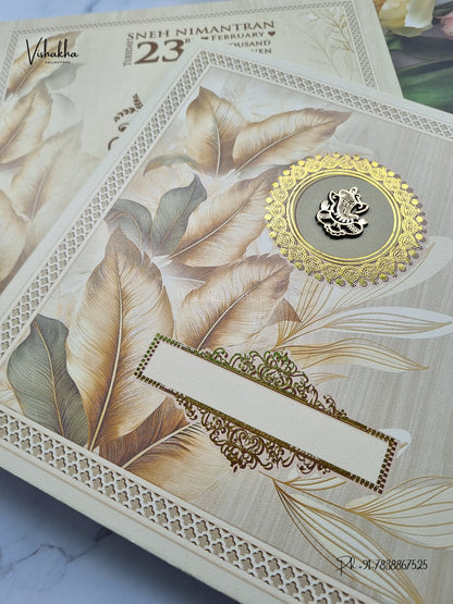 Semi Box Ganesh Ji Feather Hindu Jain invitation Cards NA-1126-41 – image 2