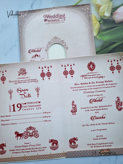 Radha Krishna Dulah Dulhan Kamdhenu Cow Hindu Jain invitation Cards NA-1126-48 – image 3