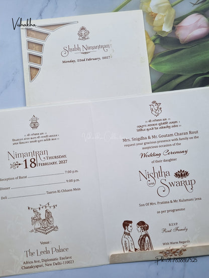 Ganesh Ji Flower Hindu Jain invitation Cards NA-1126-50 – image 3