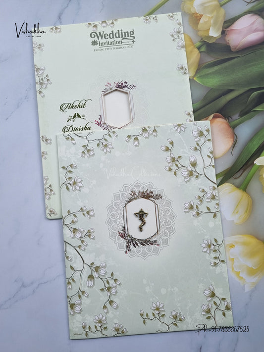Ganesh Ji Flower Hindu Jain invitation Cards NA-1126-51 – image 1