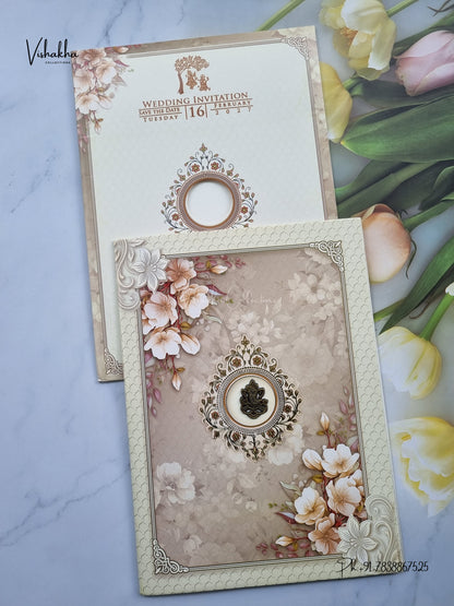 Ganesh Ji Flower Hindu Jain invitation Cards NA-1126-54 – image 1