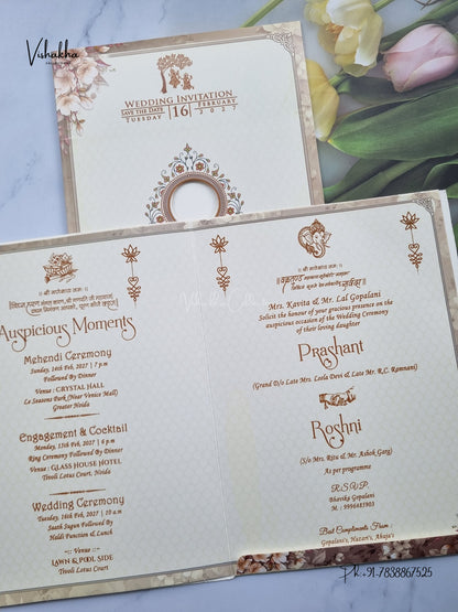 Ganesh Ji Flower Hindu Jain invitation Cards NA-1126-54 – image 3