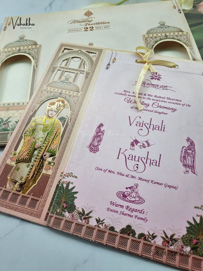 Semi Box Ribbon Dulah Dulhan Hindu Sikh Jain invitation Cards NA-1126-65 – image 2