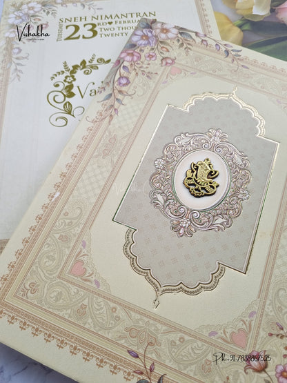 Semi Box Ganesh Ji Flower Hindu Jain invitation Cards NA-1126-70 – image 2