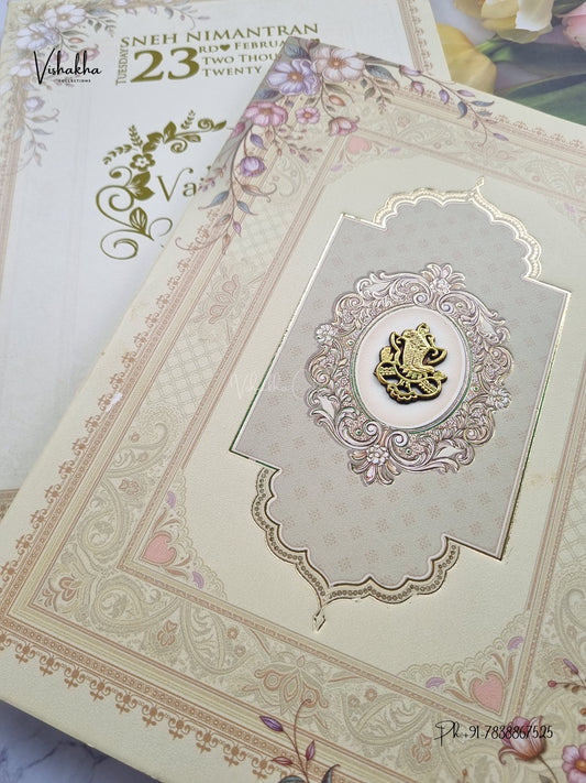 Semi Box Ganesh Ji Flower Hindu Jain invitation Cards NA-1126-70 – image 2