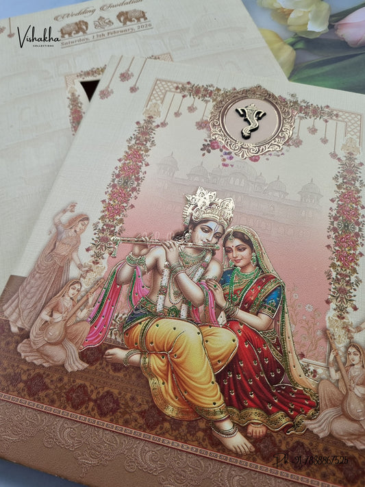 Semi Box Ganesh Ji Radha Krishna Hindu Jain invitation Cards NA-1126-72 – image 2