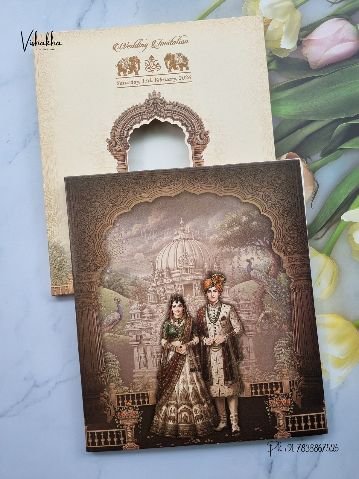 Semi Box Dulah Dulhan Hindu Sikh Jain invitation Cards NA-1126-74 – image 1