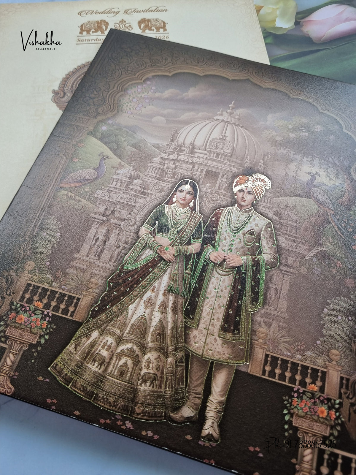 Semi Box Dulah Dulhan Hindu Sikh Jain invitation Cards NA-1126-74 – image 2