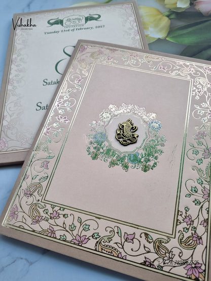 Semi Box Ganesh Ji Flower Hindu Jain invitation Cards NA-1126-75 – image 2