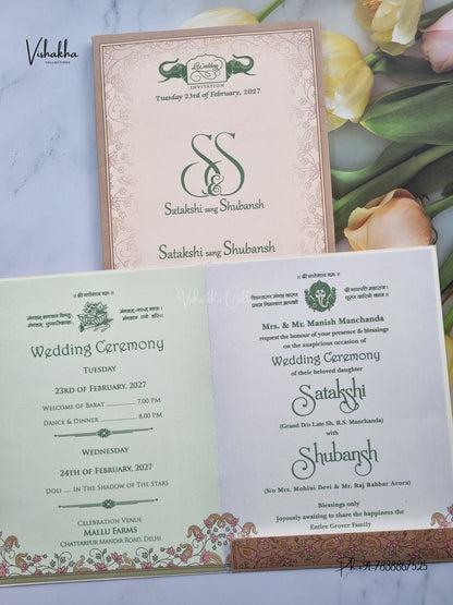 Semi Box Ganesh Ji Flower Hindu Jain invitation Cards NA-1126-75 – image 3