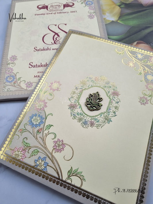 Semi Box Ganesh Ji Flower Hindu Jain invitation Cards NA-1126-76 – image 2