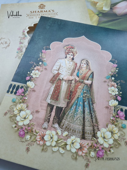 Semi Box Dulah Dulhan Hindu Sikh Jain invitation Cards NA-1126-83 – image 2