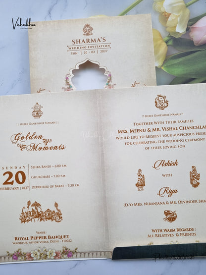 Semi Box Dulah Dulhan Hindu Sikh Jain invitation Cards NA-1126-83 – image 3
