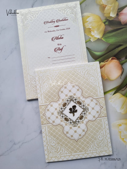Padded Flower Muslim Hindu Christian Sikh Jain invitation Cards SCH-1192 – image 1