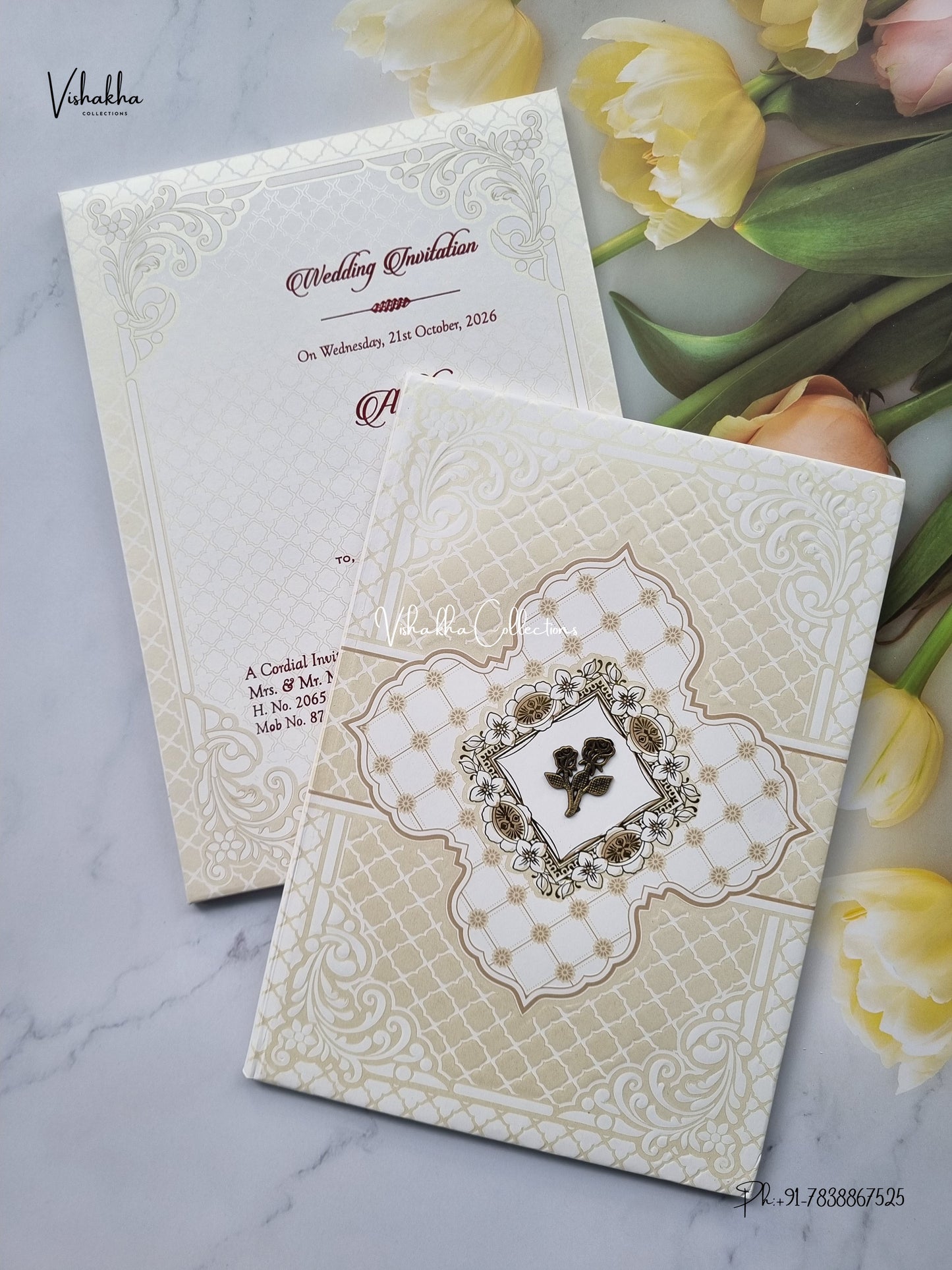 Padded Flower Muslim Hindu Christian Sikh Jain invitation Cards SCH-1192 – image 2