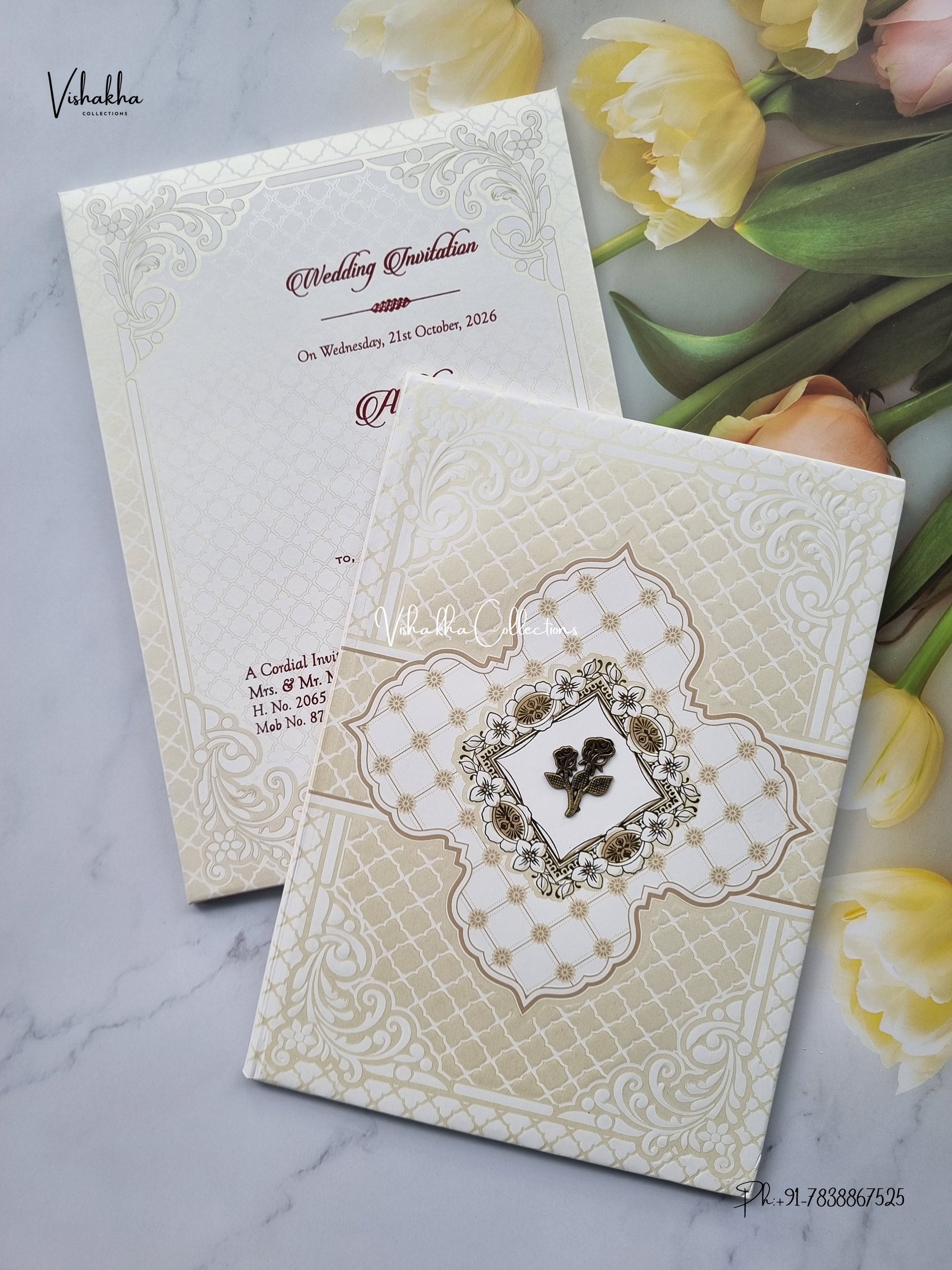 Padded Flower Muslim Hindu Christian Sikh Jain invitation Cards SCH-1192 – image 2