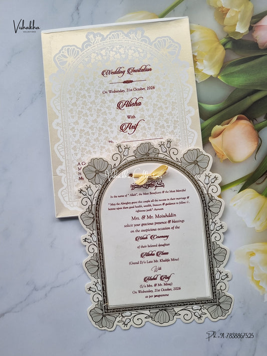 Laser Cut Flower Muslim Hindu Christian Sikh Jain invitation Cards SCH-122 – image 1