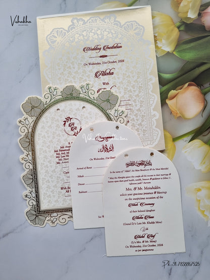 Laser Cut Flower Muslim Hindu Christian Sikh Jain invitation Cards SCH-122 – image 3