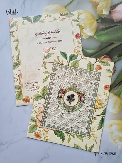 Single Insert Flower Muslim Hindu Christian Sikh Jain invitation Cards SCH-2714 – image 2