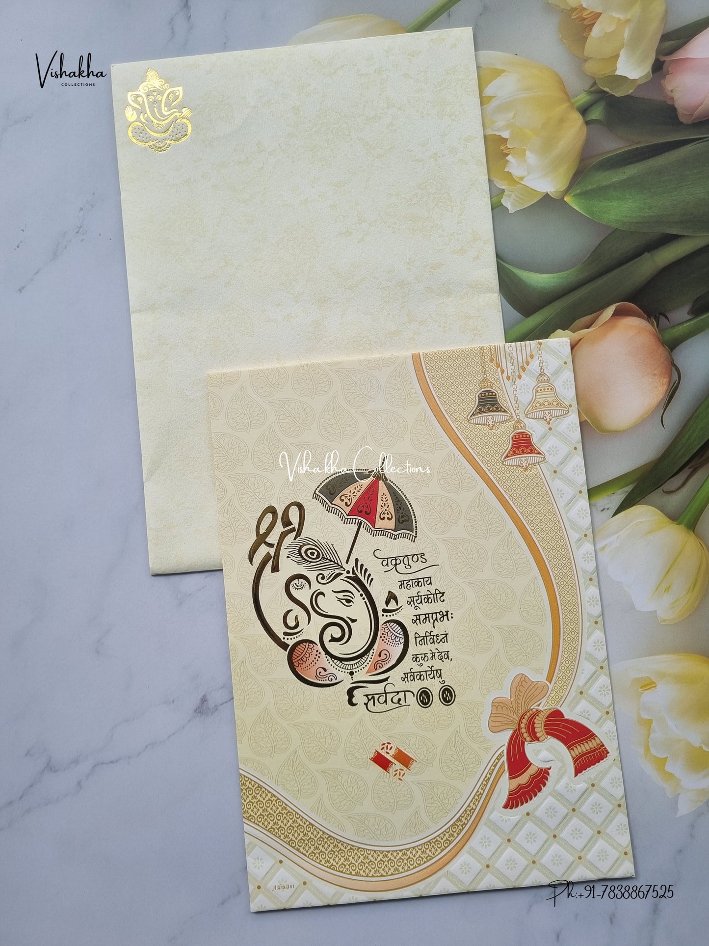 Single Insert Ganesh Ji Hindu Jain invitation Cards SCH-2931 – image 1