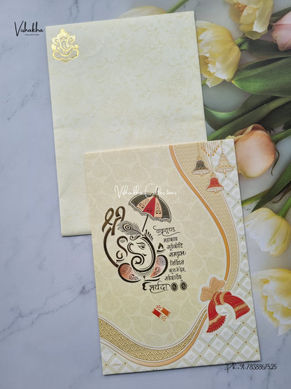 Single Insert Ganesh Ji Hindu Jain invitation Cards SCH-2931 – image 1