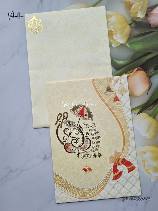 Single Insert Ganesh Ji Hindu Jain invitation Cards SCH-2931 – image 1