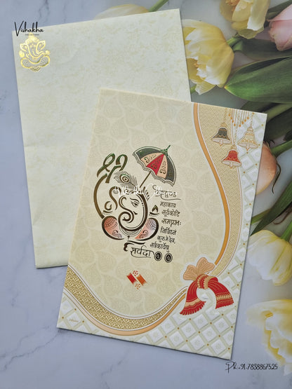 Single Insert Ganesh Ji Hindu Jain invitation Cards SCH-2931 – image 2