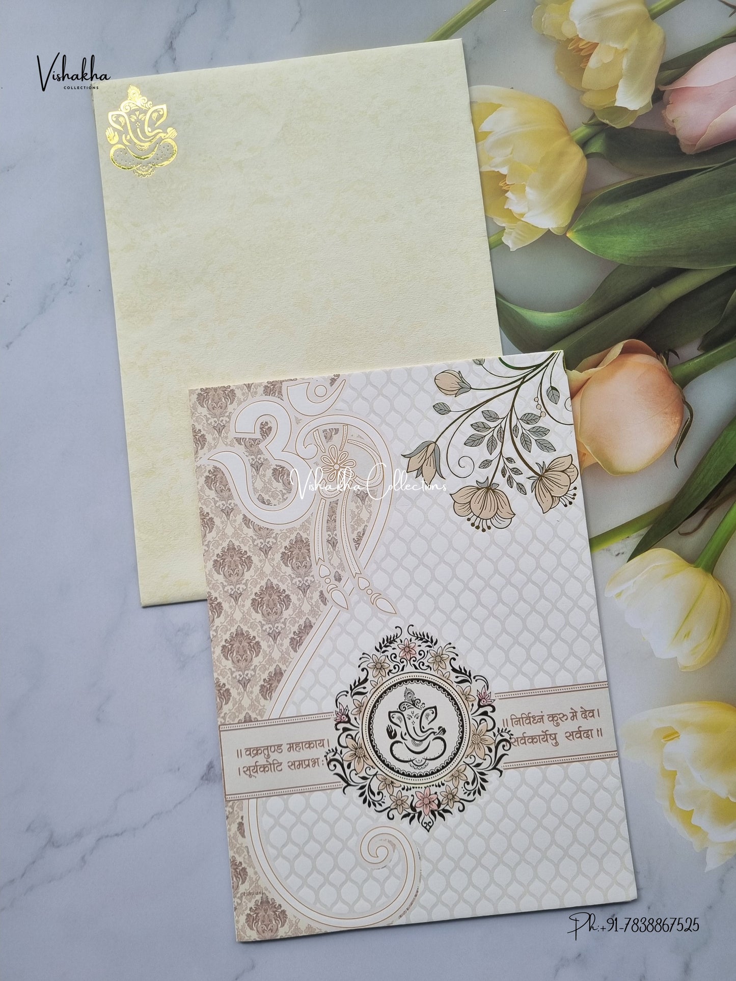 Single Insert Ganesh Ji Hindu Jain invitation Cards SCH-2933 – image 1