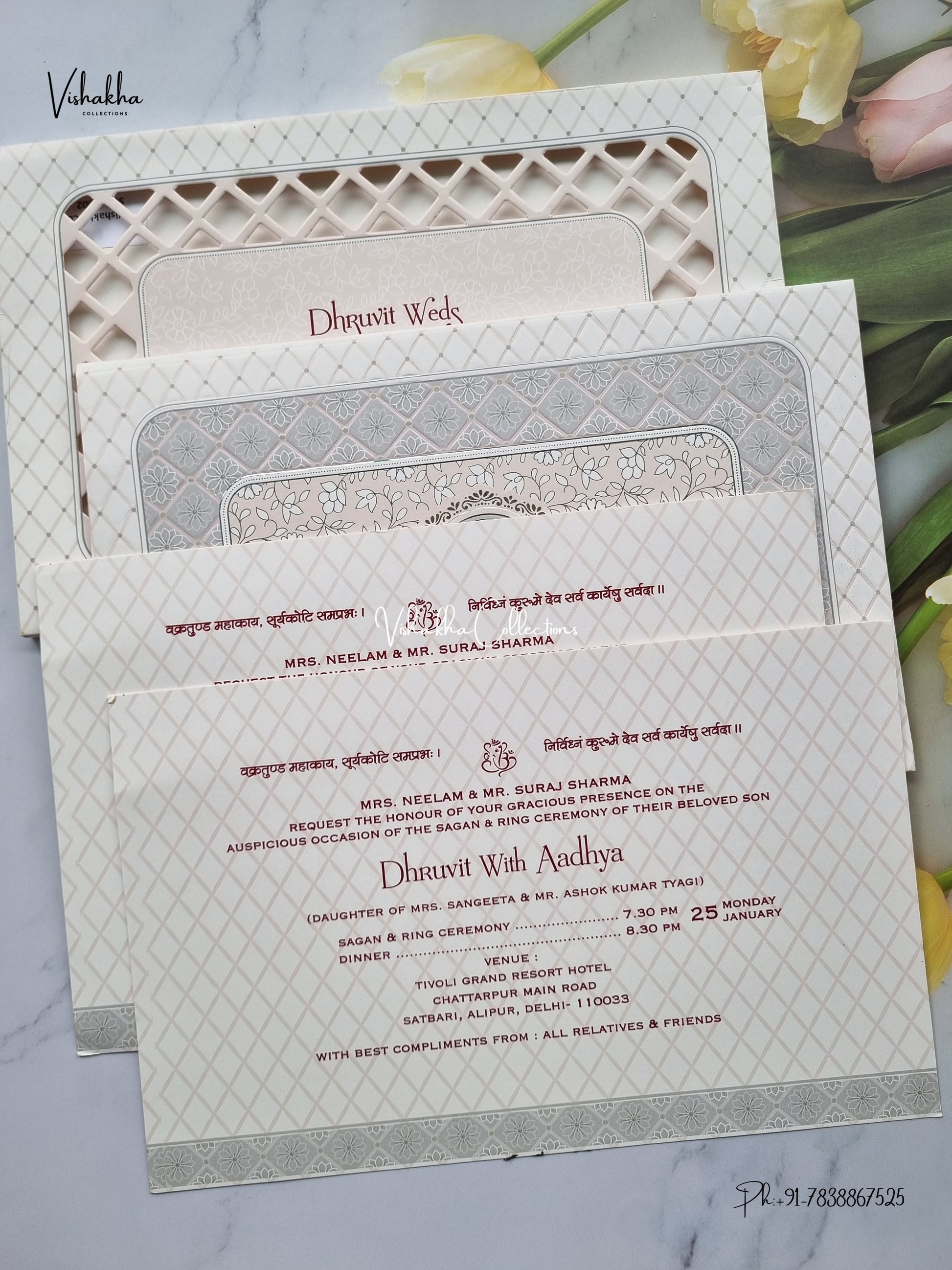 Semi Box Laser Cut Ganesh Ji Hindu Jain invitation Cards SCH-8002 – image 3