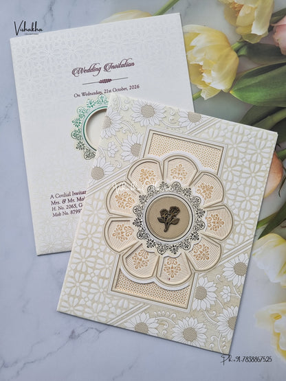 Laser Cut Flower Muslim Hindu Christian Sikh Jain invitation Cards SCH-8032 – image 2