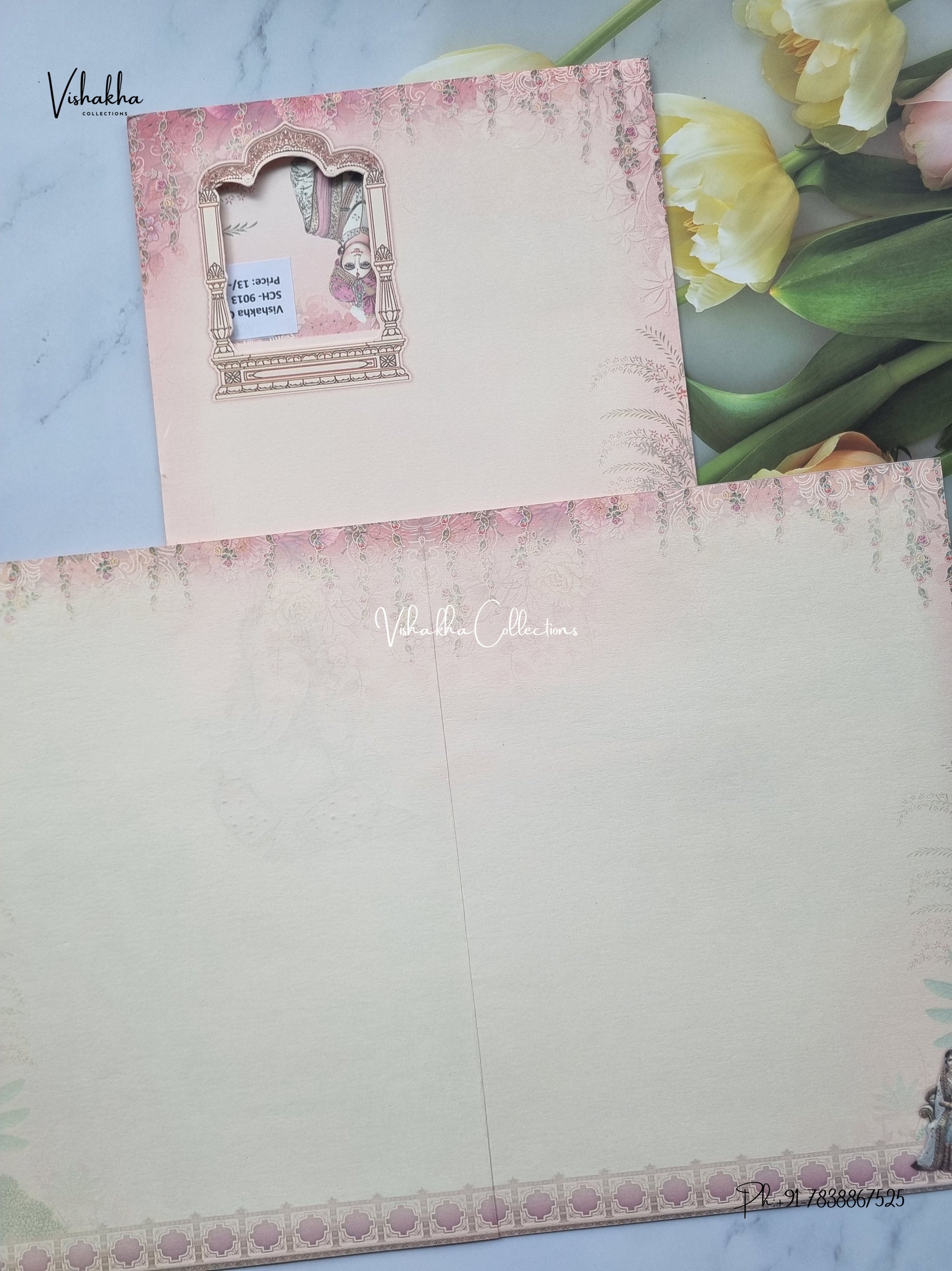 Single Insert Ganesh Ji Dulah Dulhan Hathi Hindu Jain invitation Cards SCH-9013 – image 3