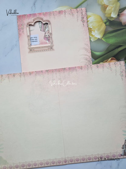 Single Insert Ganesh Ji Dulah Dulhan Hathi Hindu Jain invitation Cards SCH-9013 – image 3