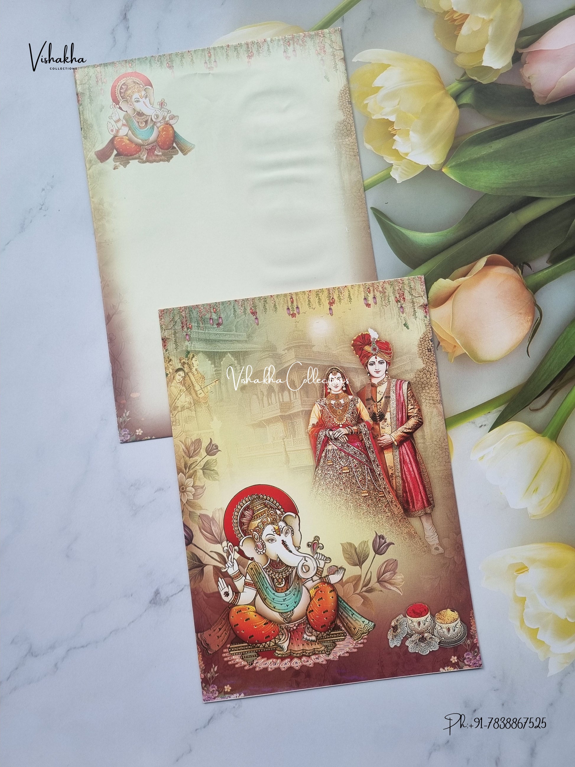 Direct Card Ganesh Ji Dulah Dulhan Hindu Jain invitation Cards SCH-9051 – image 1